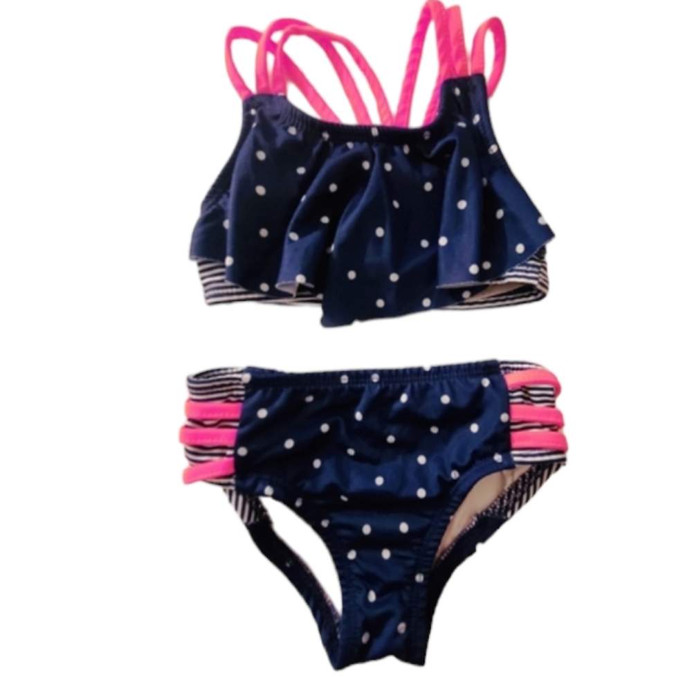 Penelope Mack Swimsuit Toddler Girl Blue Pink Size 2T